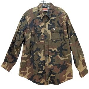 Vintage Winchester Camouflage Mallard Duck Hunting Shirt Button Up Large 90s Y2K
